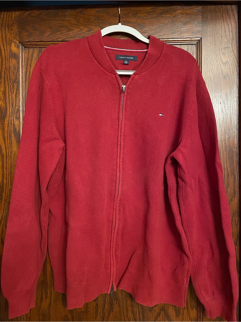Tommy Hilfiger Men's Crimson Full-Zip Sweater